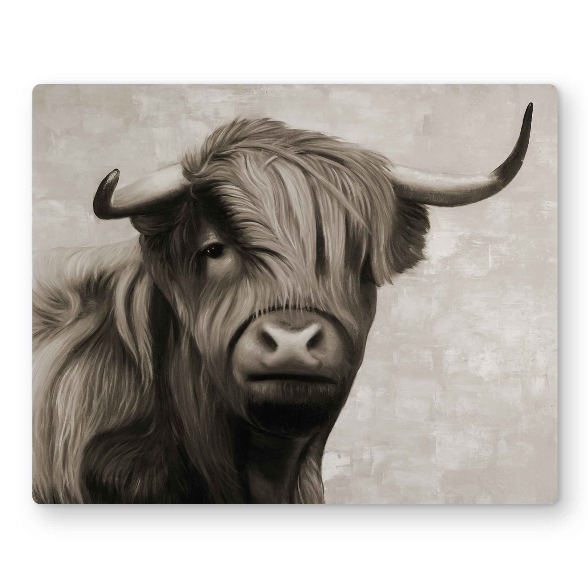 C1MP1620Z5SIMI 16 x 20 in. Highland Cattle Sepia Wall Art - Cow Farmhouse Metal Print Decor
