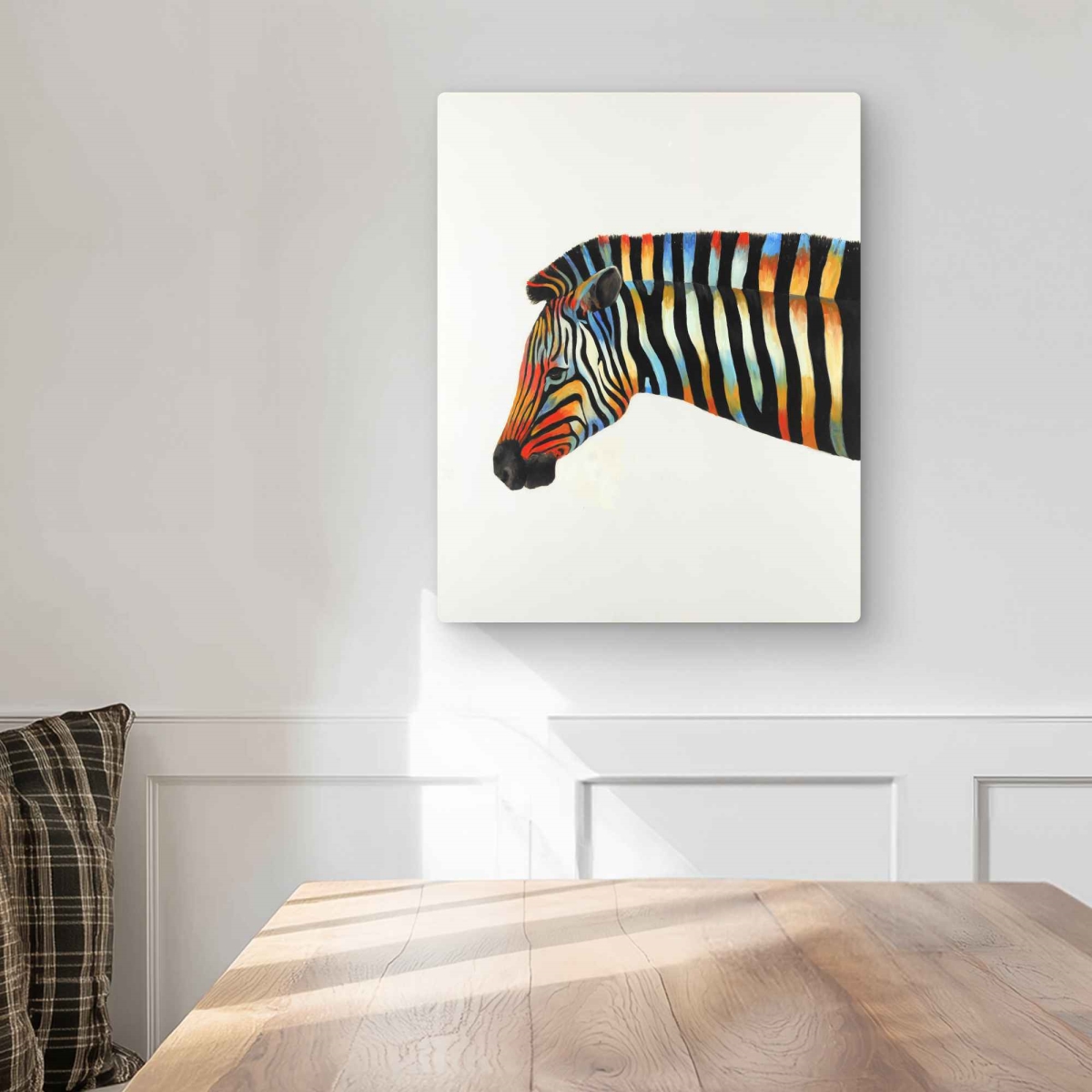 C1MP1620WPWNUS 16 x 20 in. Colorful Zebra Metal Print Wall Art - Unique Animals Bedroom Decor