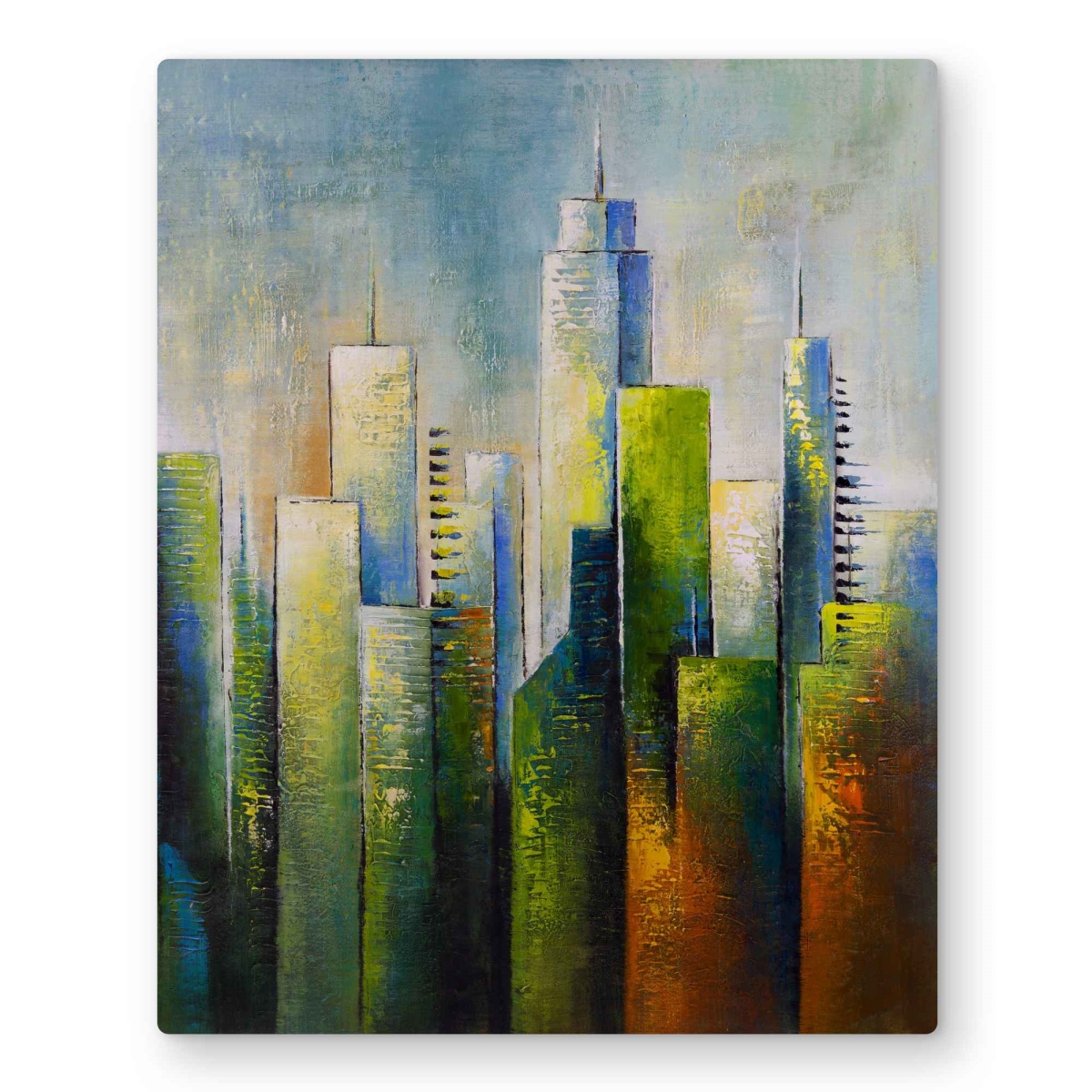 C1MP1620WRV3JD Abstract Skyline Wall Art - Contemporary Cities Metal Print - 16 x 20 in.