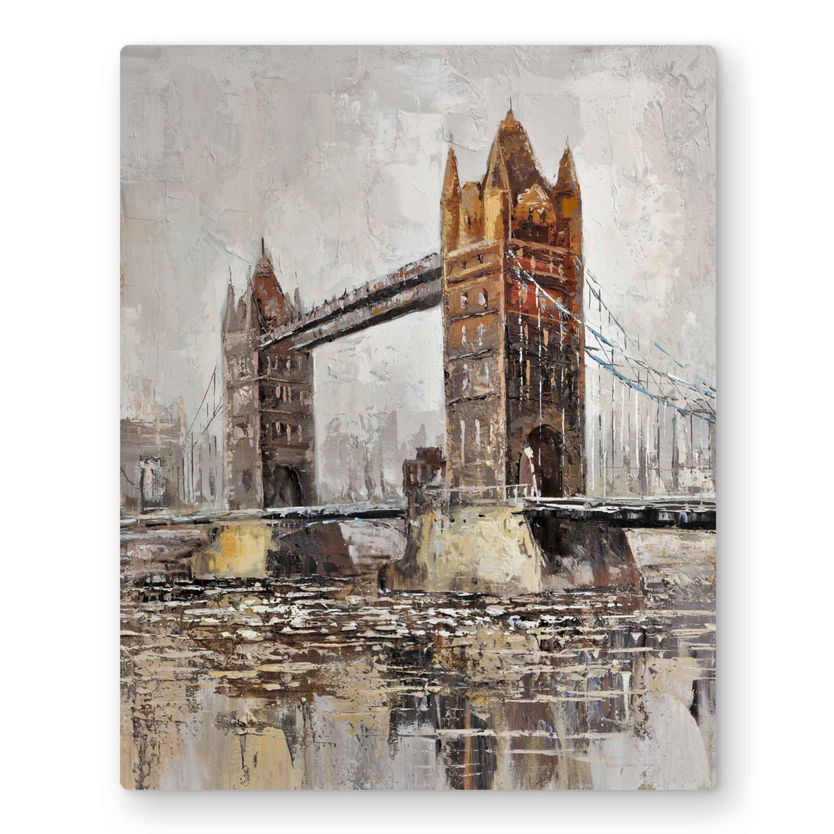 C1MP1620WSVCAK 16 x 20 in. London Tower Bridge Orange Metal Print Wall Art - Home Decor Art