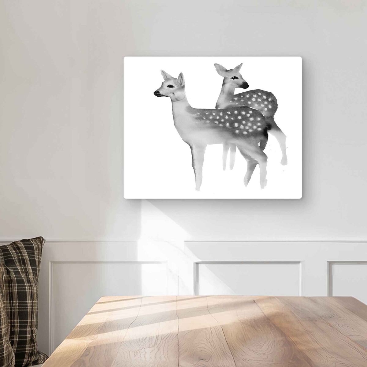 C1MP1620X0MVZK 16 x 20 in. Faon Black & White Wall Art - Bedroom Wildlife Metal Print Decor