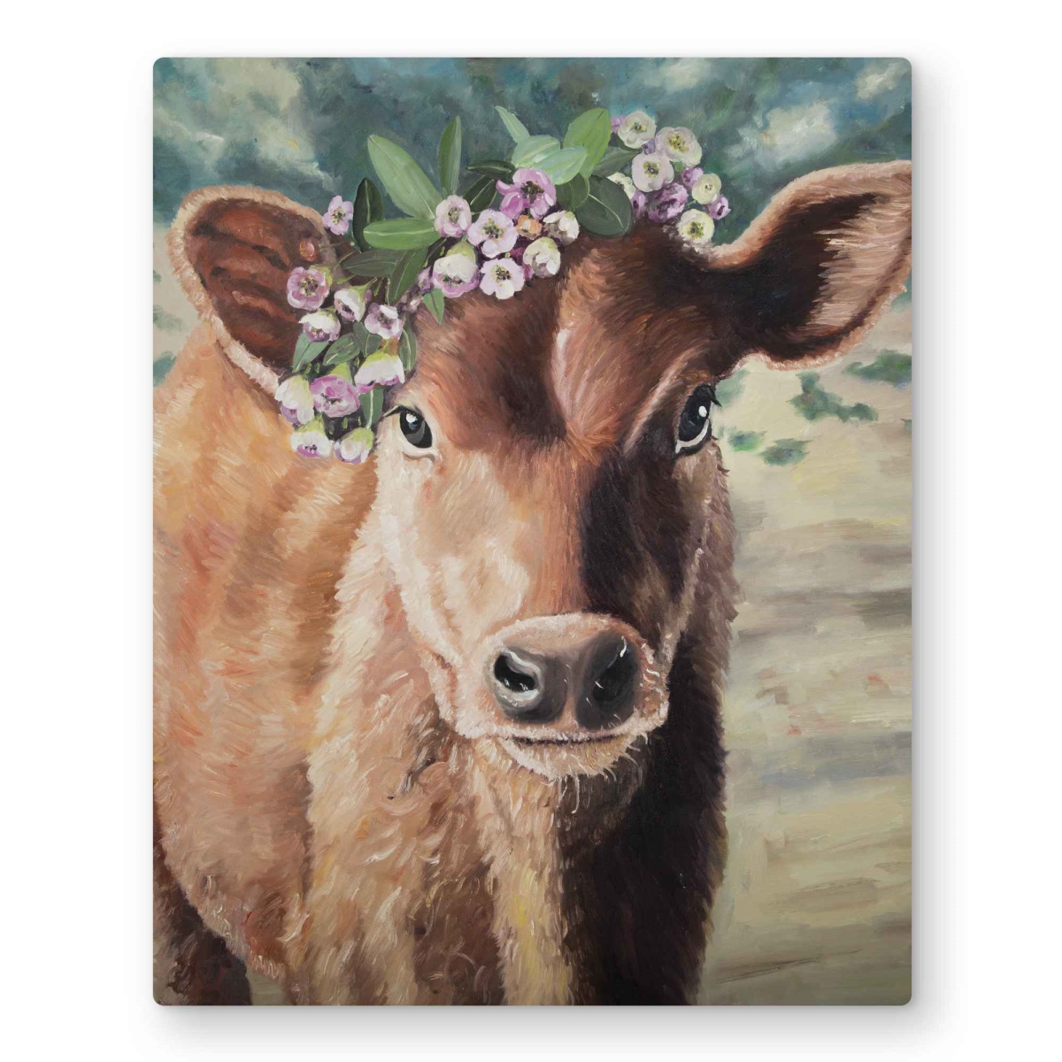 C1MP1620XBJBI1 16 x 20 in. Cute Jersey Cow Wall Art - Bedroom Farmhouse Metal Print Decor