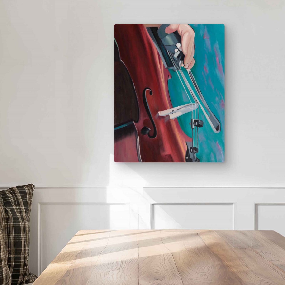 C1MP1620ZFIFDY 16 x 20 in. Musician with Cello - Gray Metal Print Wall Art for Home Decor