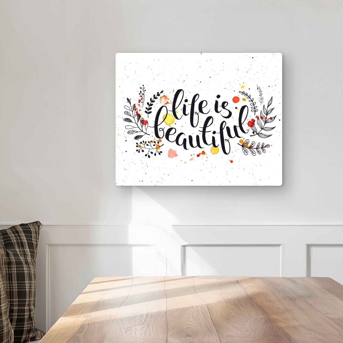 C1MP1620ZUI41V 16 x 20 in. Life Is Beautiful - Motivational Metal Print Wall Art for Home Decor