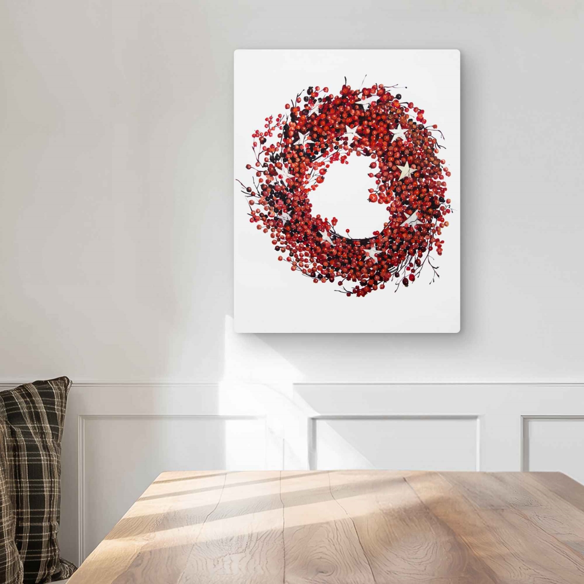 C1MP1620XLETQB 16 x 20 in. Red Berry Wreath - Metal Print Wall Art for Living Room - Home Art