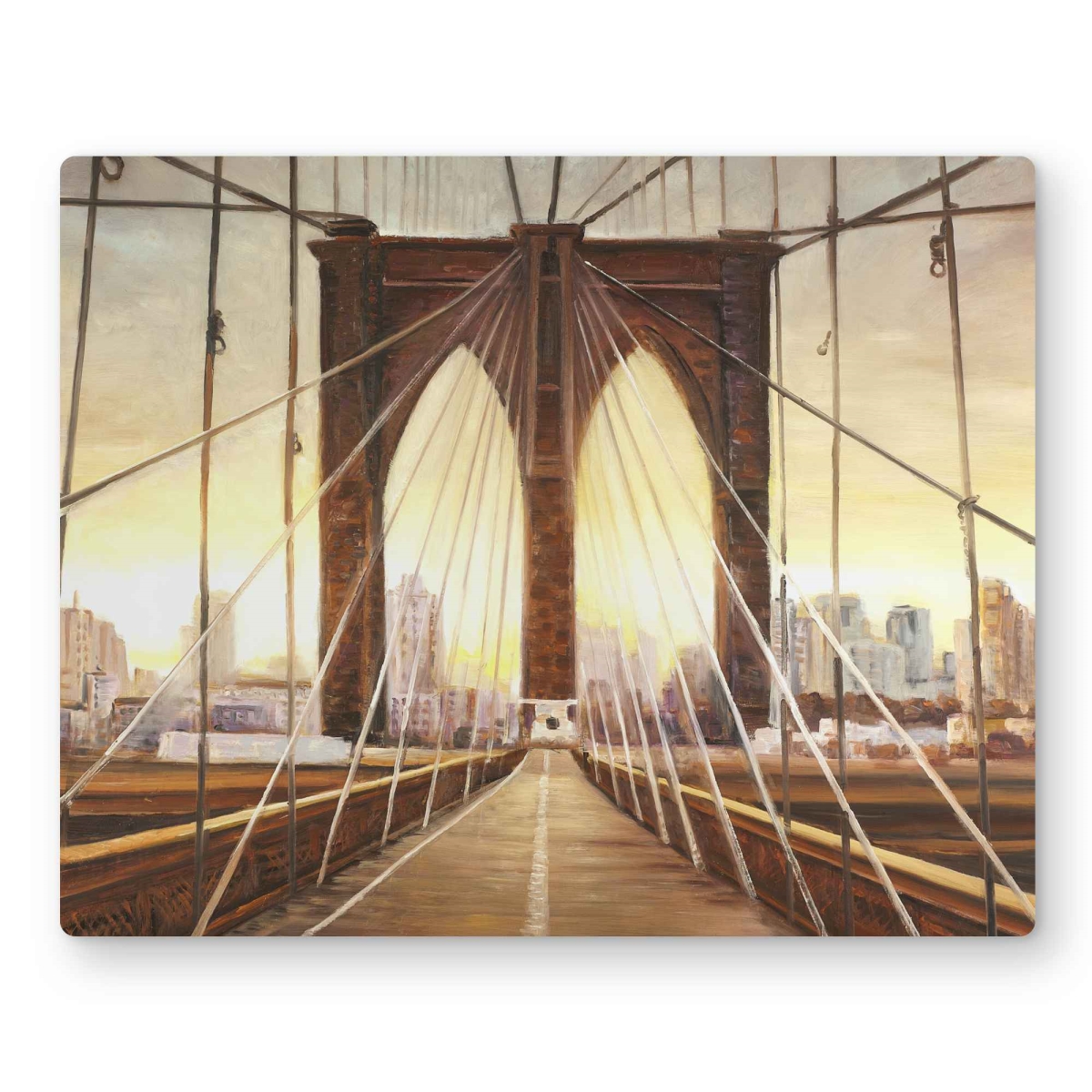 C1MP1620XQA3M8 16 x 20 in. Sunset on the Brooklyn Bridge Wall Art - Hyperrealist Metal Print