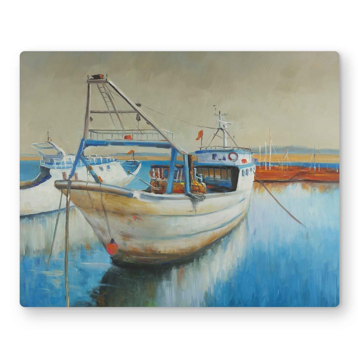 C1MP1620Y0R87K 16 x 20 in. Fishing Boat - Contemporary Metal Print Wall Art for Home Decor