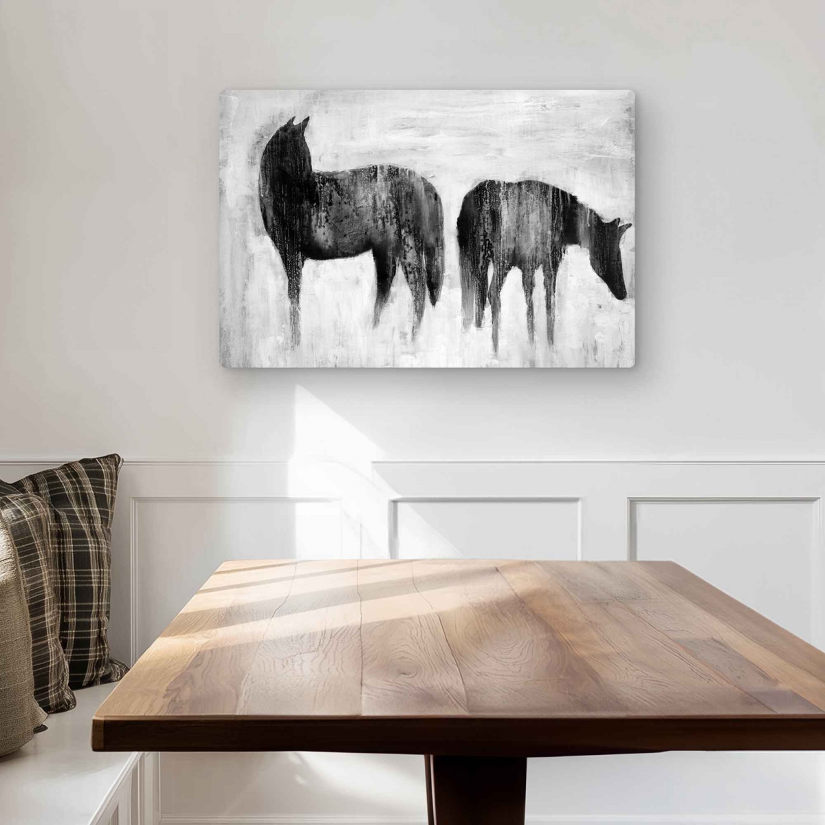 C1MP2030OHFTA3 20 x 30 in. Horses Silhouettes in the Mist Wall Art - Metal Print Home Decor