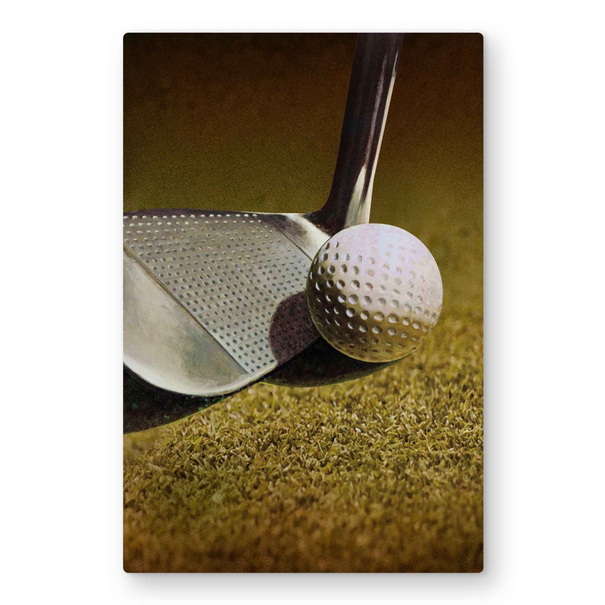 C1MP2030OJ94T5 20 x 30 in. Golf Closeup - Gray Man Cave Metal Print Wall Art for Home Decor