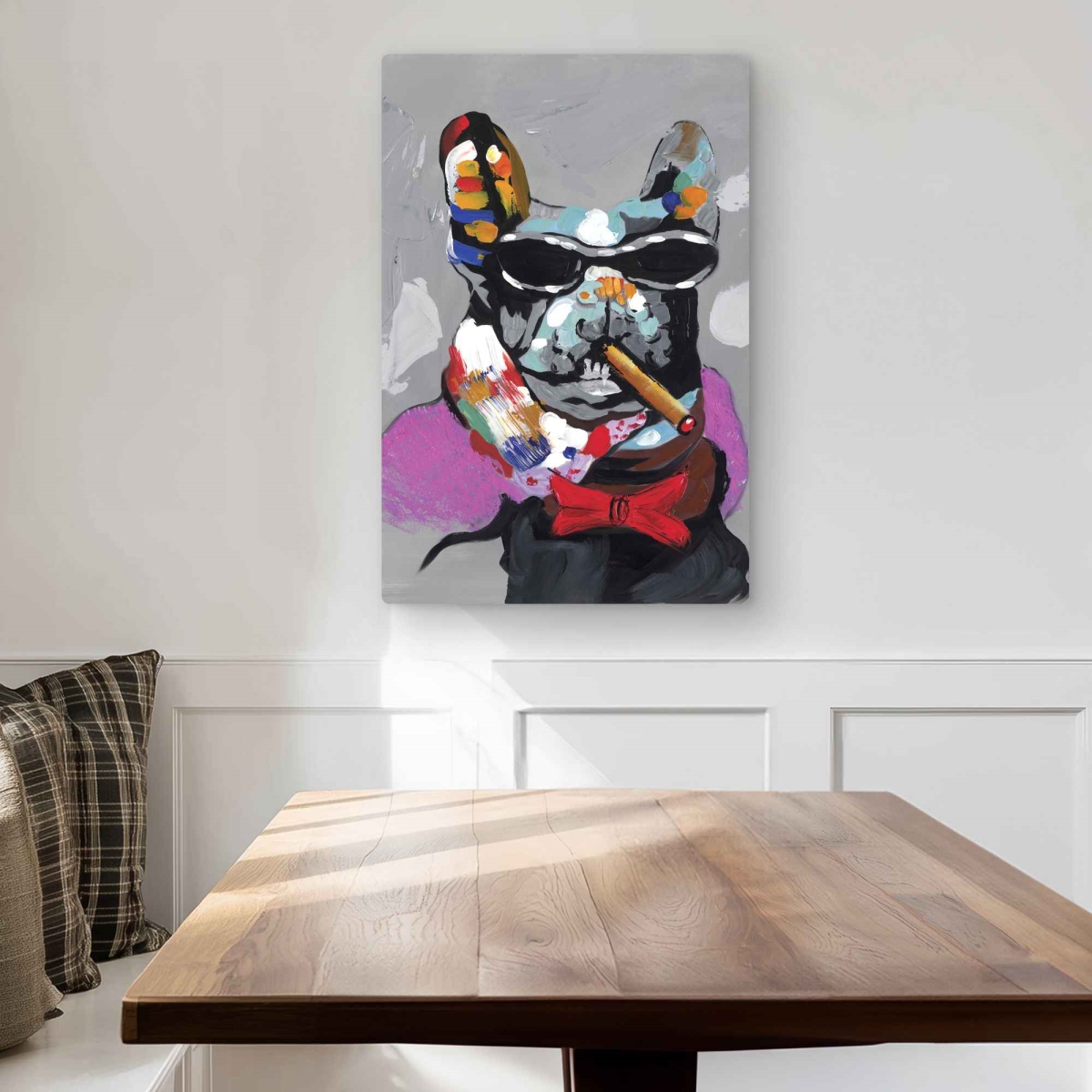 C1MP2030OL1PPQ 20 x 30 in. Abstract Bulldog with Cigar Wall Art - Man Cave Metal Print Decor