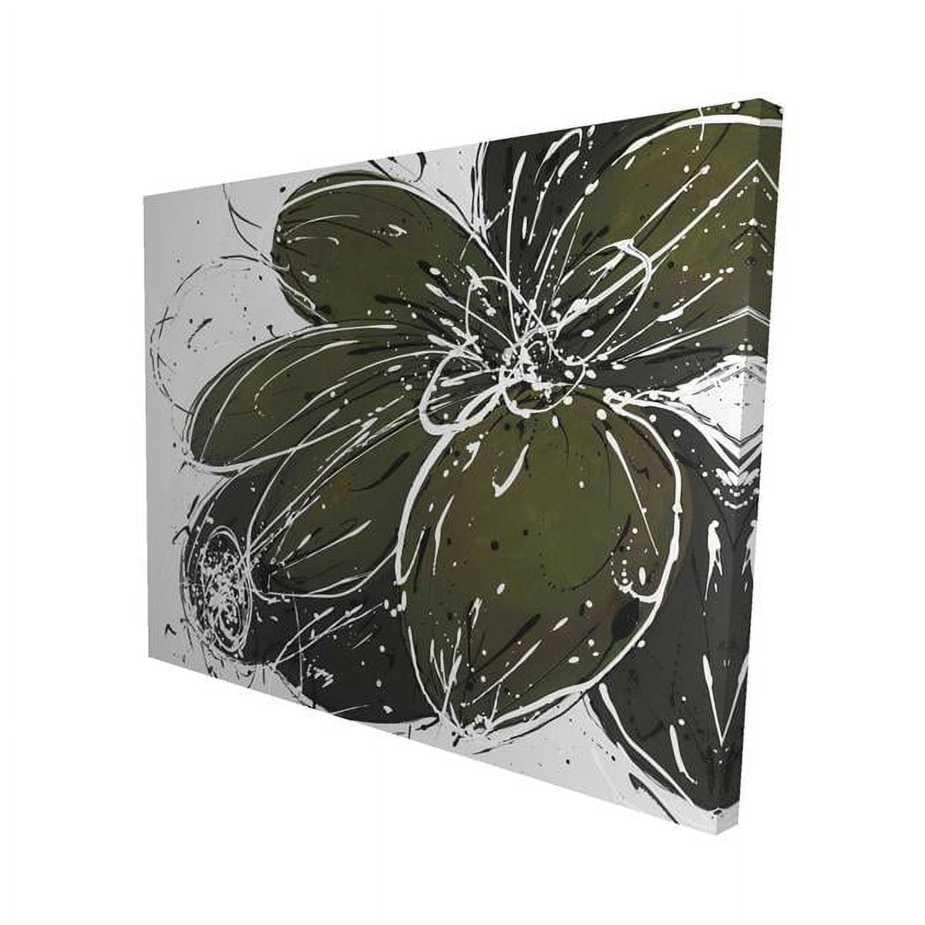 8 x 10 in. Green Flower with Splash Outline-Print on Canvas