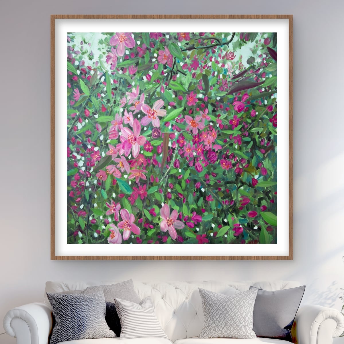 C1FM4848RGKZKY Cherry Tree Blooming - Framed Matted Print Wall Art for Home Decor - 48 x 48 in.