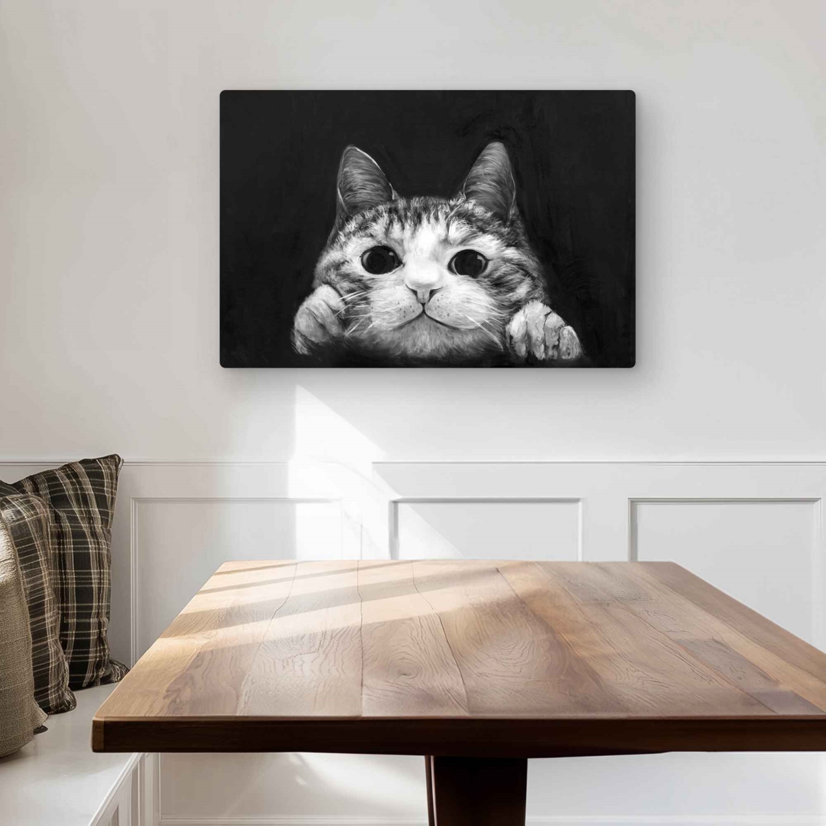 C1MP2030SWV91O 20 x 30 in. Curious Cat - Metal Print Wall Art for Living Room Home Decor