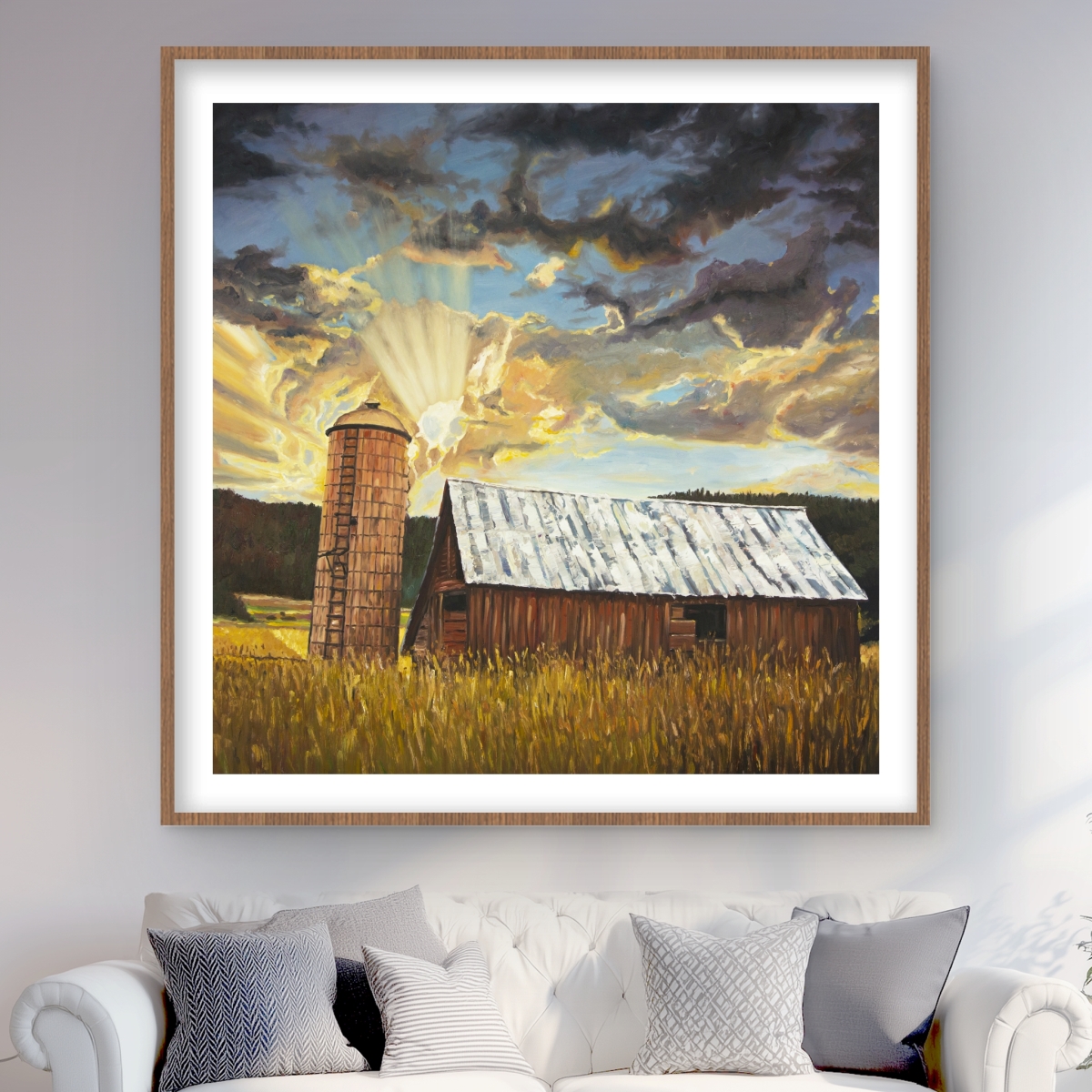 C1FM4848KGNRJ3 48 x 48 in. Hay Barn - Rustic Framed Matted Print Wall Art - Home Decor Art