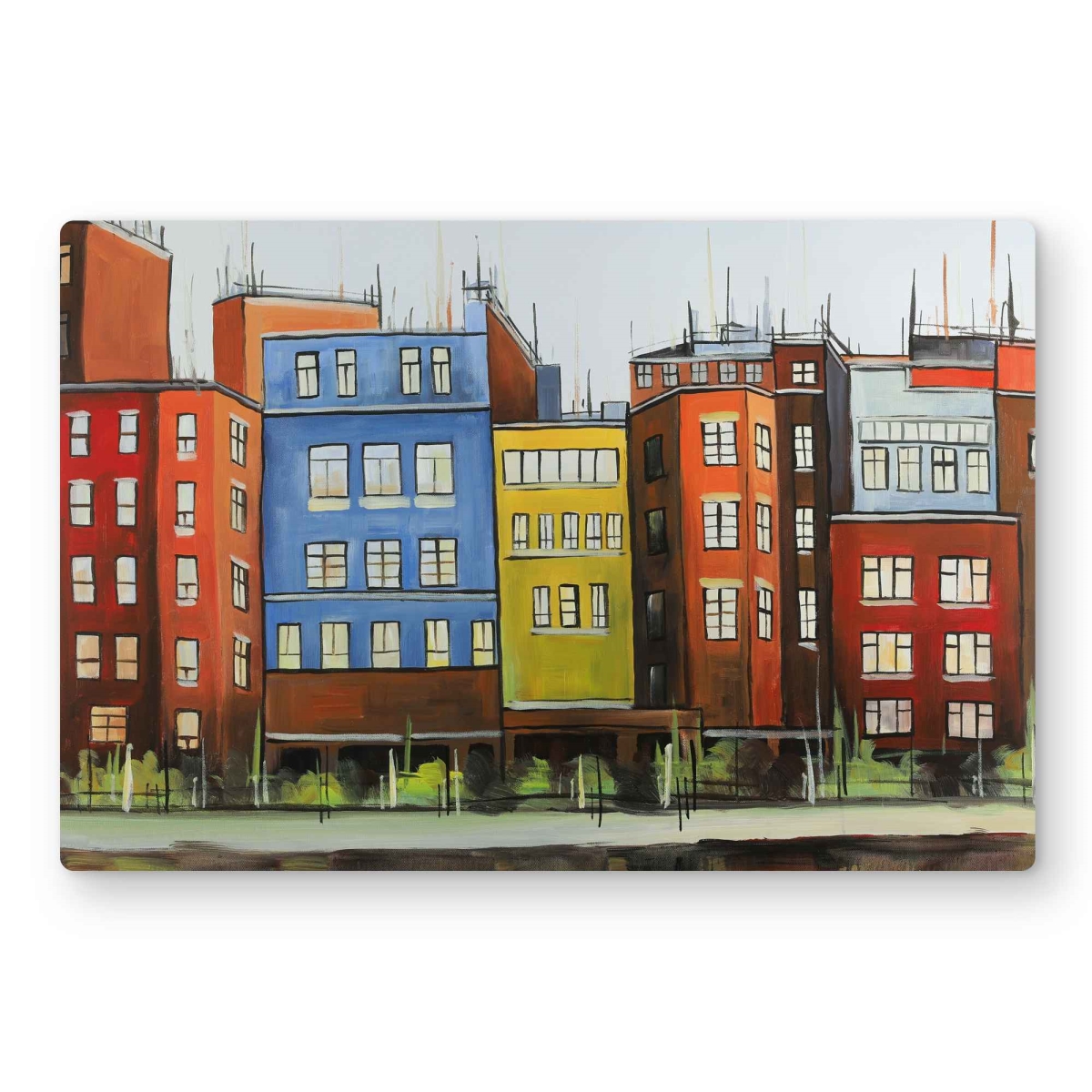 C1MP12185JORUS Boston Colorful Buildings Metal Print Wall Art - Living Room Decor - 12 x 18 in.