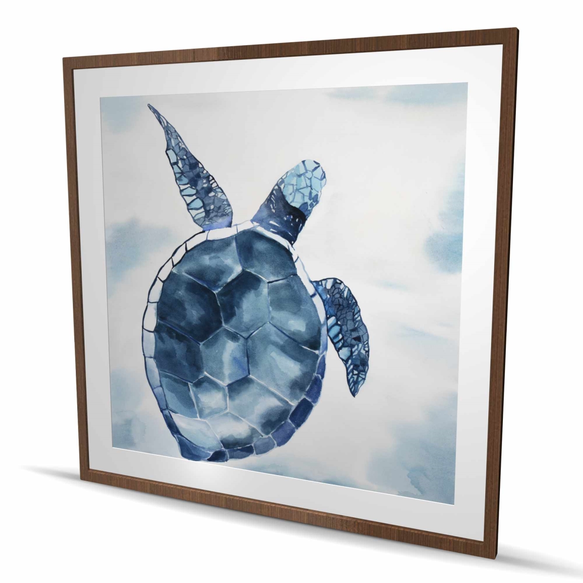 C1FM4848K5WRBD 48 x 48 in. Blue Turtle Bathroom Animals Print Wall Art - Framed Matted Decor