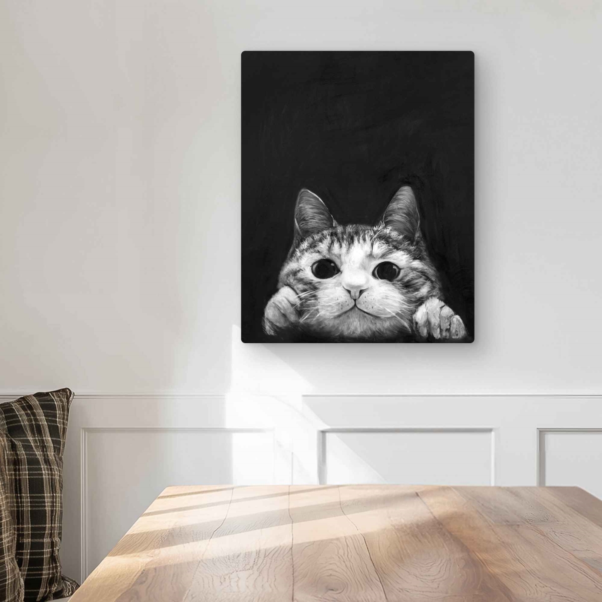 C1MP16203W3VM2 16 x 20 in. Curious Cat - Metal Print Wall Art for Animals Living Room Decor