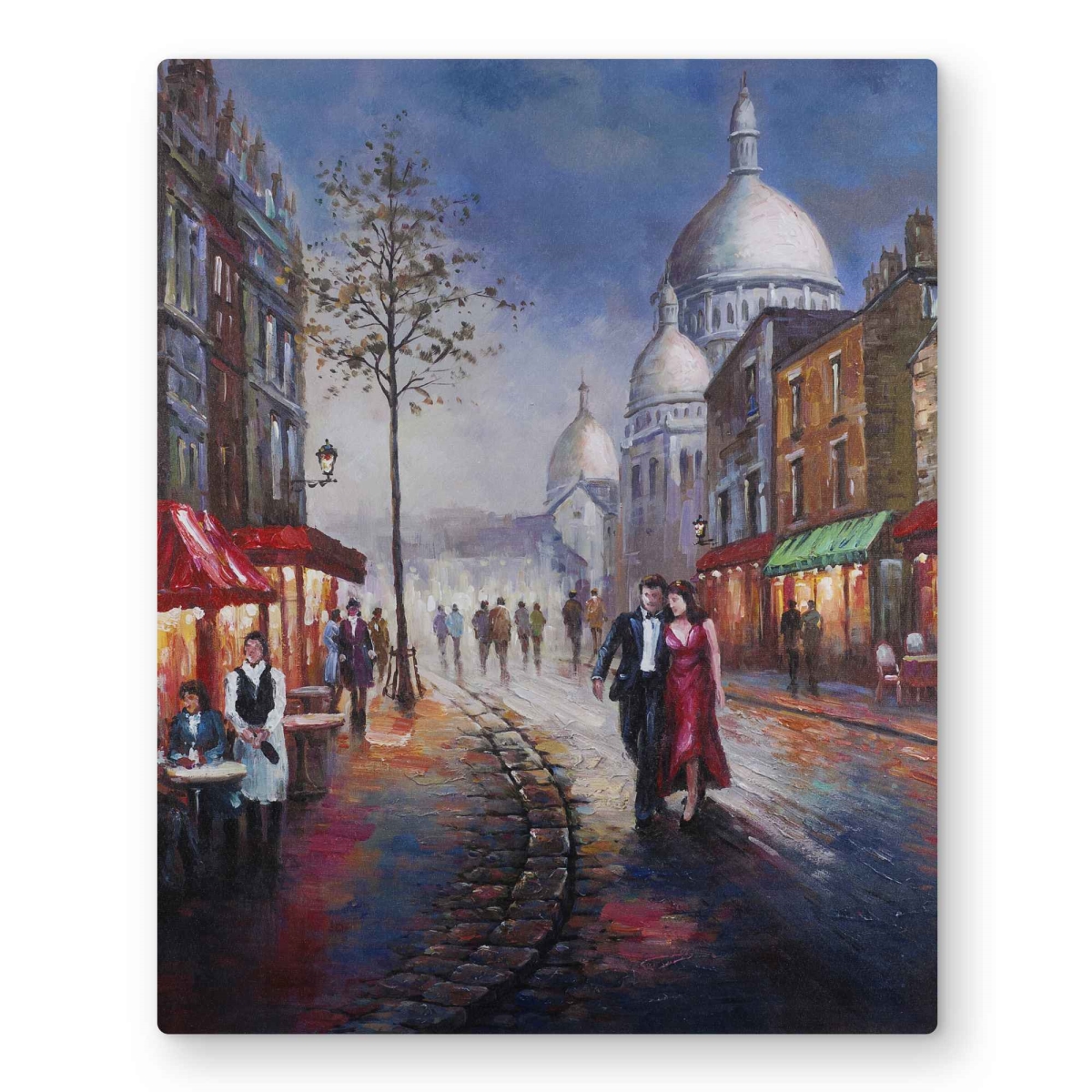 C1MP16203O3ODW 16 x 20 in. Dressed Up Couple Wall Art - Building Street Scenery Metal Print