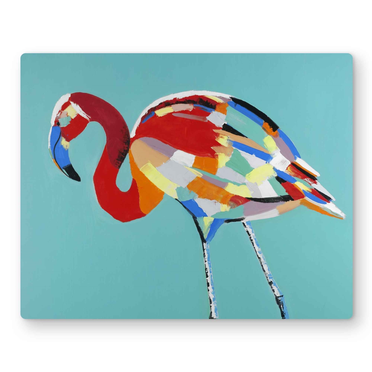C1MP162046B02N 16 x 20 in. Abstract Flamingo Metal Print Wall Art - Bedroom Animals Home Decor