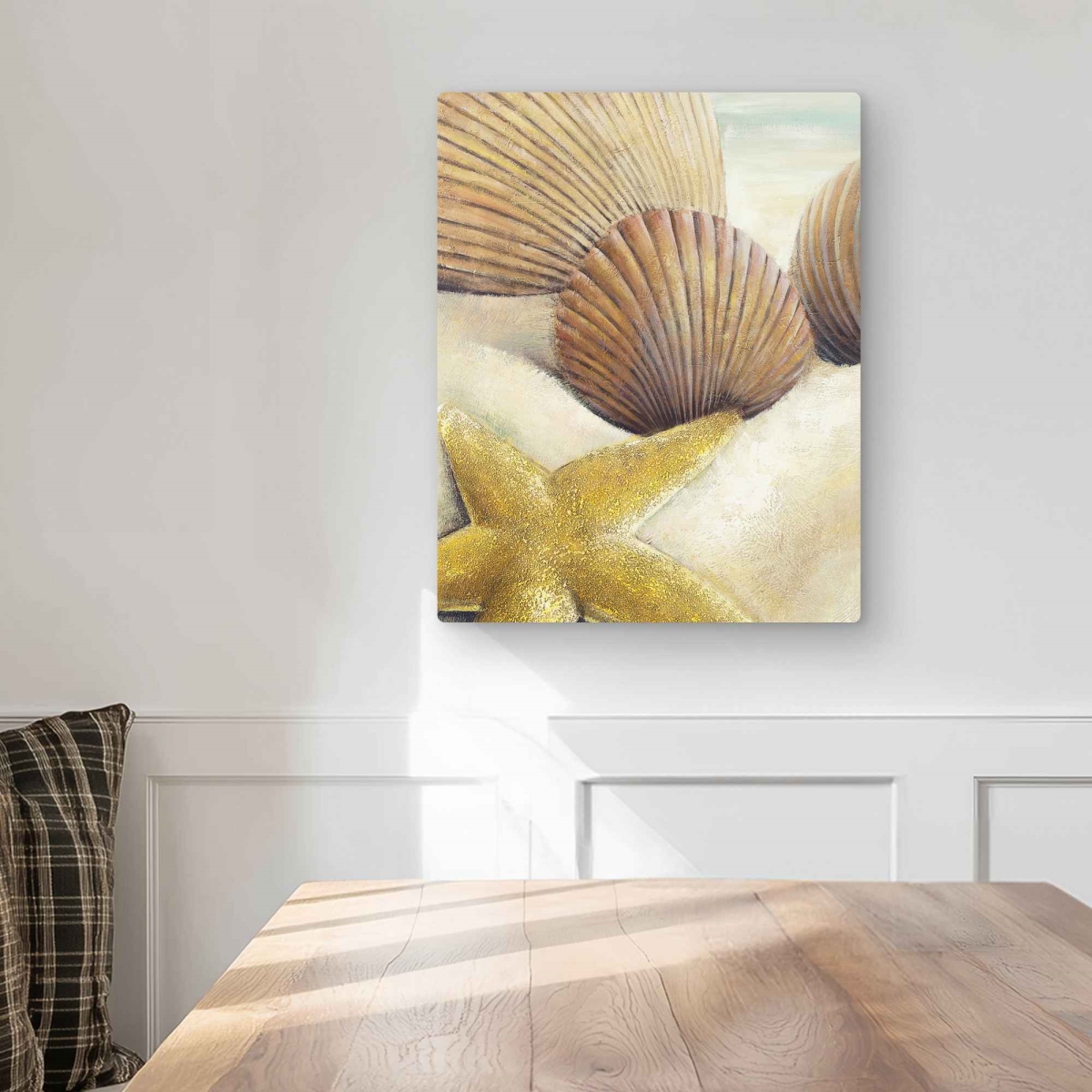 C1MP16204CVJZ0 16 x 20 in. Starfish & Seashells Beach View Wall Art - Blue Travel Metal Print