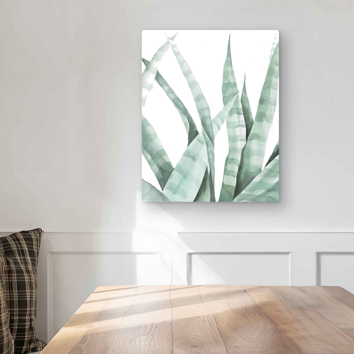 C1MP1620B2ZJUI 16 x 20 in. Watercolor Striped Desert Plant - Metal Print Wall Art for Home Decor