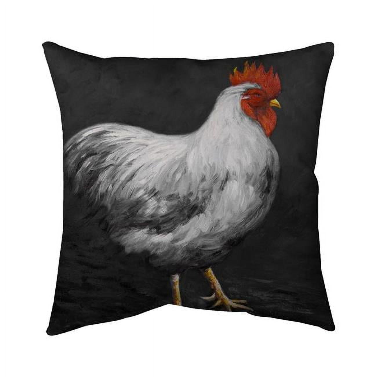 26 x 26 in. Grey Rooster 2-Double Sided Print Indoor Pillow