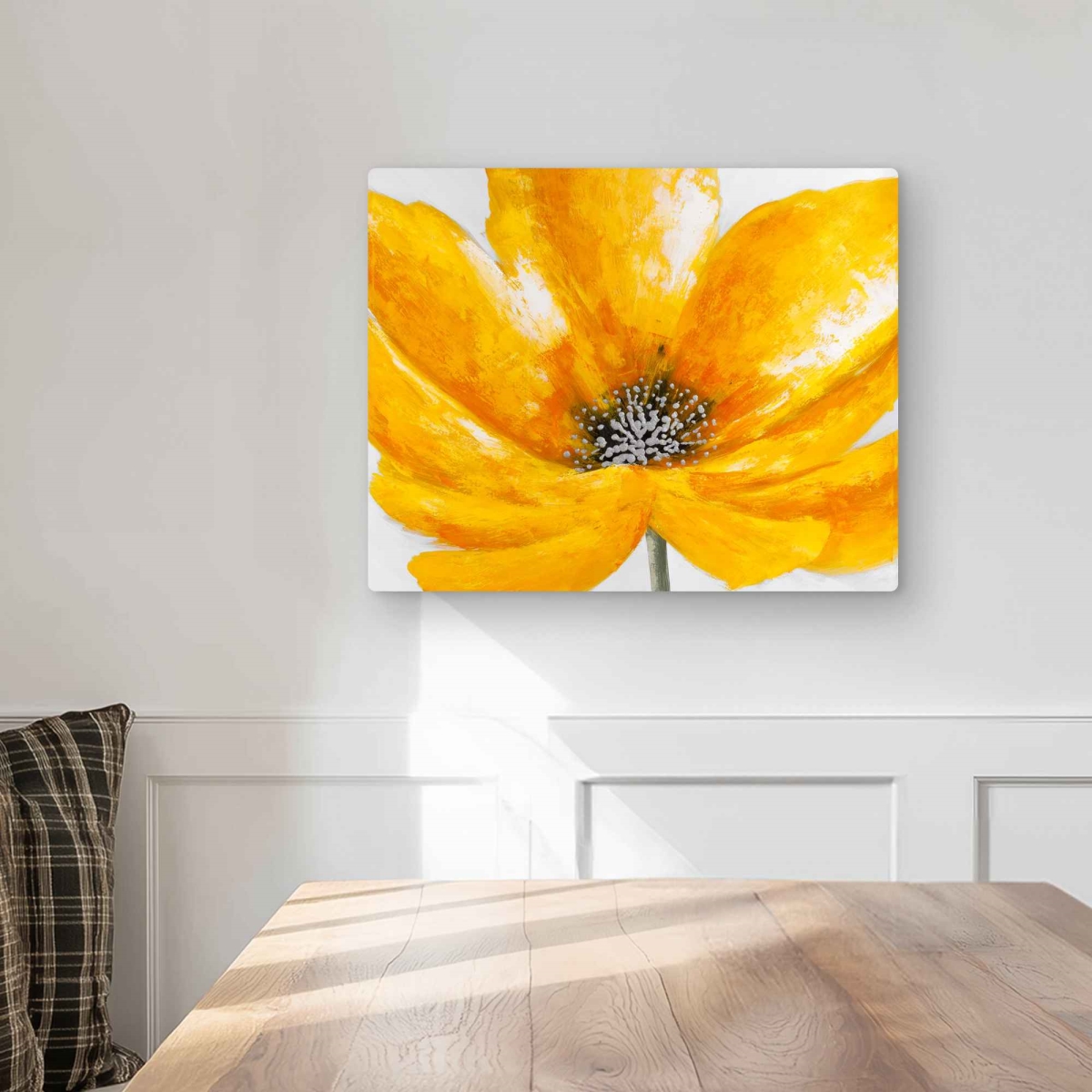 C1MP162055X6TS 16 x 20 in. Big Yellow Flower Wall Art - Gray Contemporary Metal Print