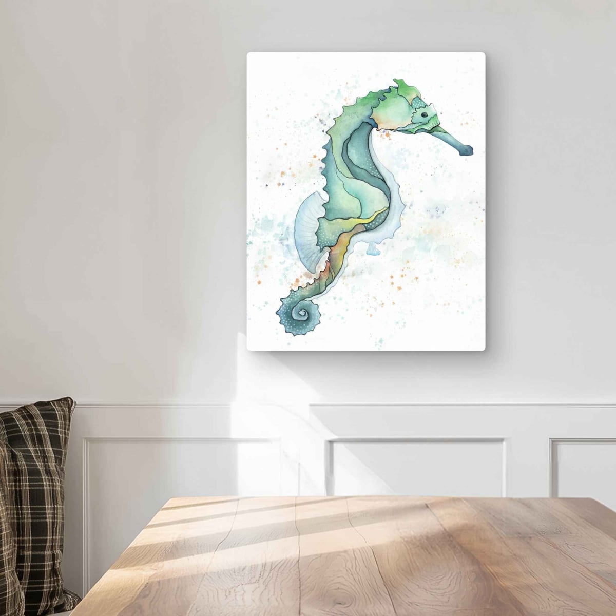 C1MP16205C8HTU 16 x 20 in. Sea Horse - Turquoise Metal Print Wall Art for Aquatic Home Decor