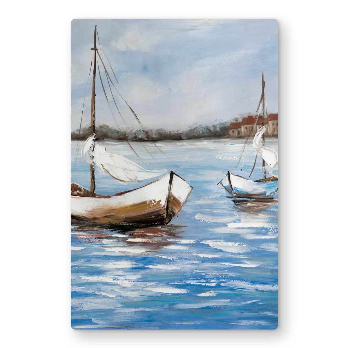C1MP121834A3PO 12 x 18 in. Two Boats on the Water Metal Print Wall Art - Boat Living Room Decor