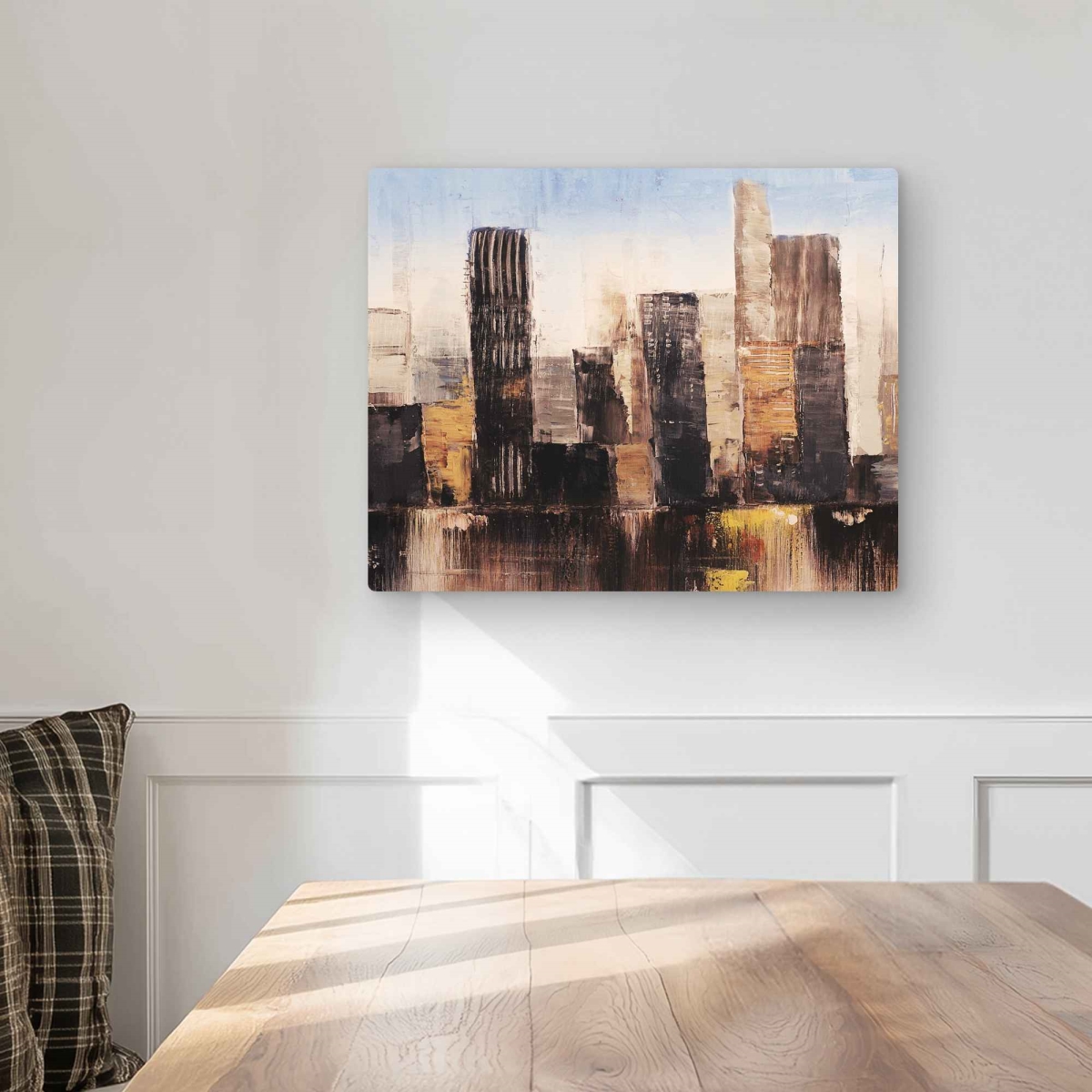 C1MP1620G87JVG 16 x 20 in. Striped Abstract Buildings - Metal Print Wall Art - Office