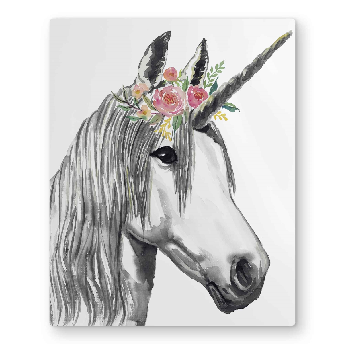 C1MP1620GN0CC5 16 x 20 in. Unicorn Bedroom Flowers Metal Print Wall Art - Home Decor Art