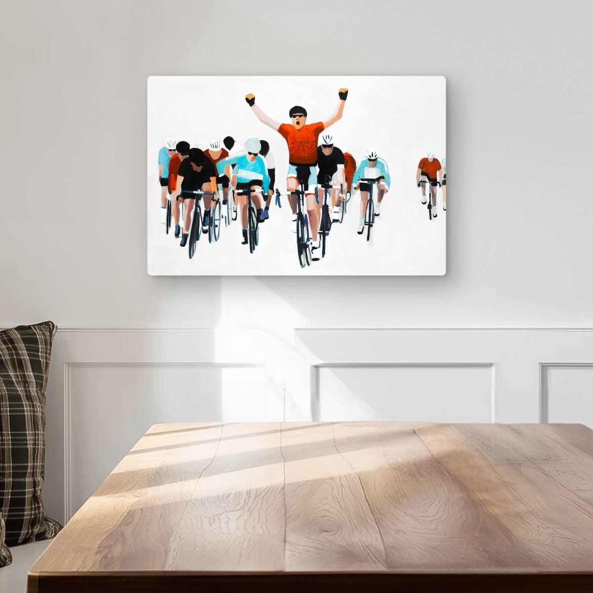 C1MP1218KNZMXE 12 x 18 in. Cyclists at the End of A Race - Metal Print Wall Art for Home Decor