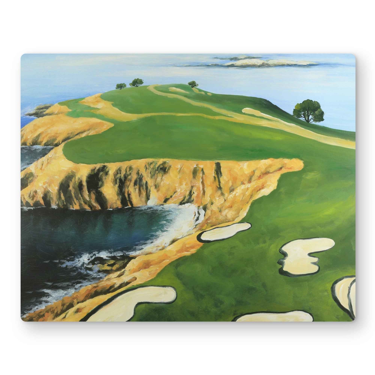 C1MP1620BDUOQF 16 x 20 in. Pebble Beach Golf Links - Blue Metal Print Wall Art for Home Decor
