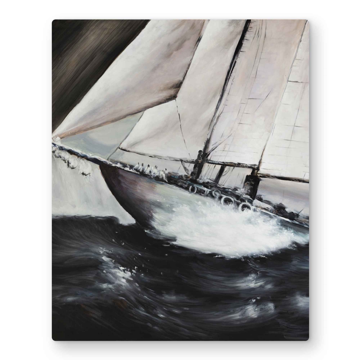 C1MP1620BQP5A6 16 x 20 in. Boat In A Violent Storm Wall Art - Beige Livingroom Metal Print Decor