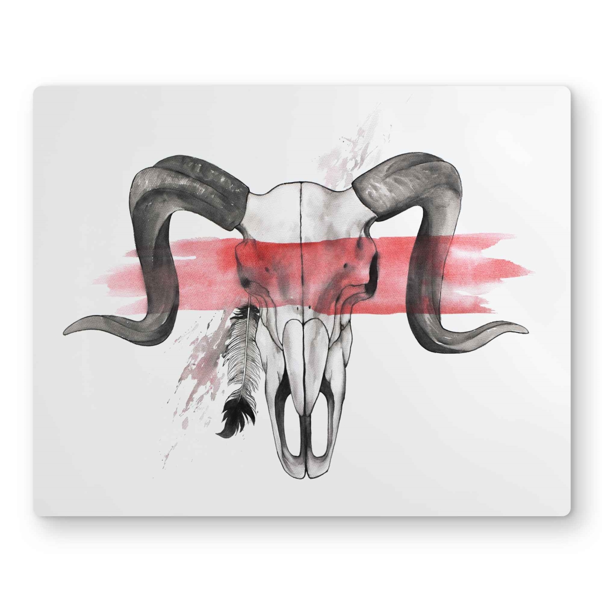 C1MP1620BXNKTC 16 x 20 in. Aries Skull with Feather Wall Art - Western Metal Print Home Decor