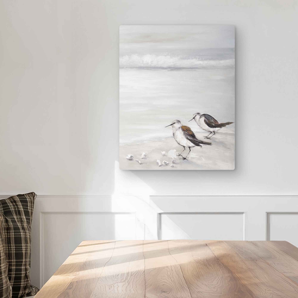 C1MP1620KQKUKR 16 x 20 in. Two Sandpiper Birds Metal Print Wall Art - Bird Bathroom Decor