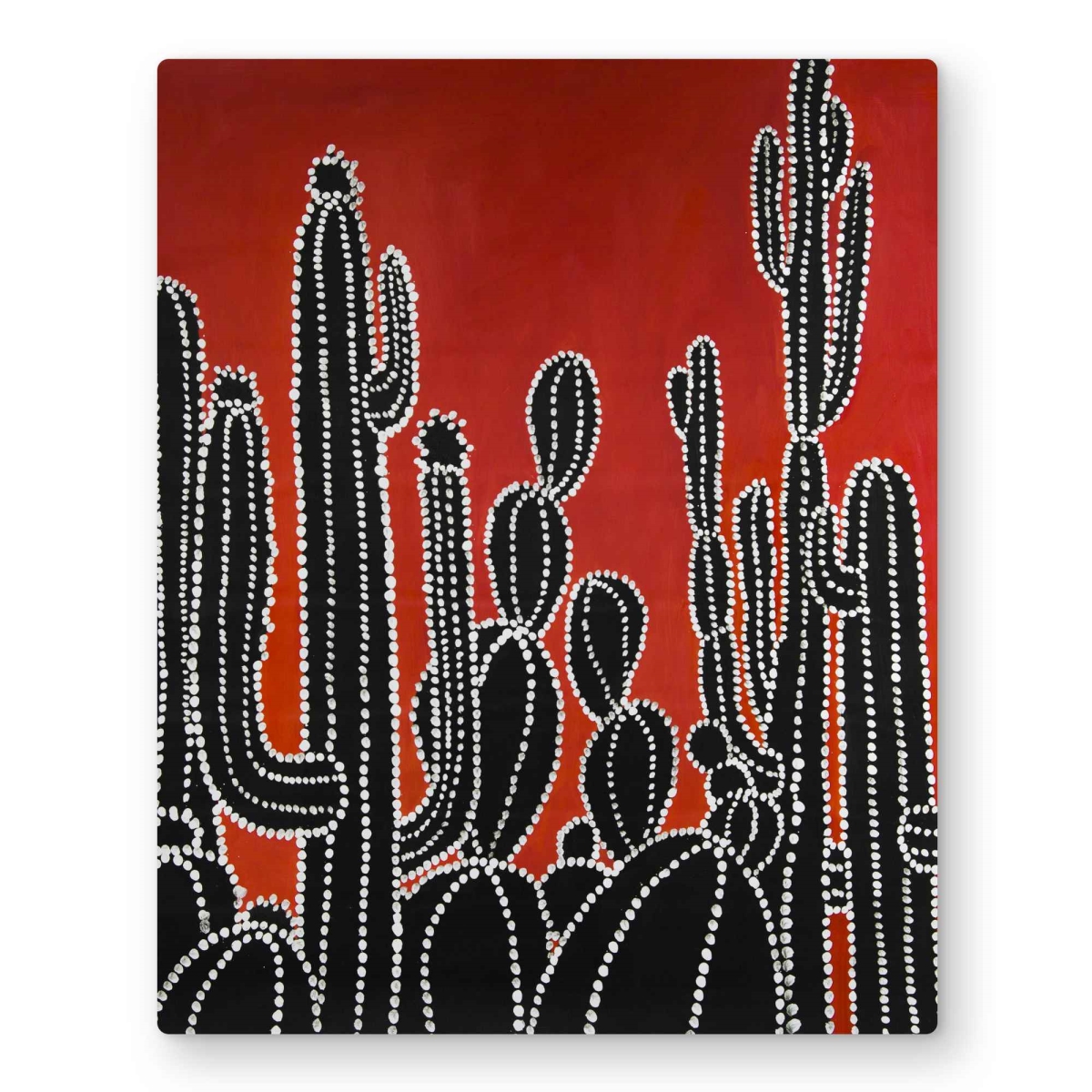 C1MP1620KQRRR0 16 x 20 in. Black Tall Cactus - Retro Metal Print Wall Art for Home Decor