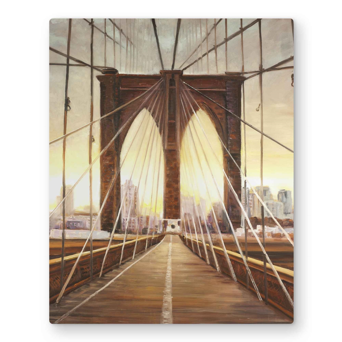 C1MP1620KUYNGL 16 x 20 in. Sunset on the Brooklyn Bridge - Beige Metal Print Wall Art for Decor