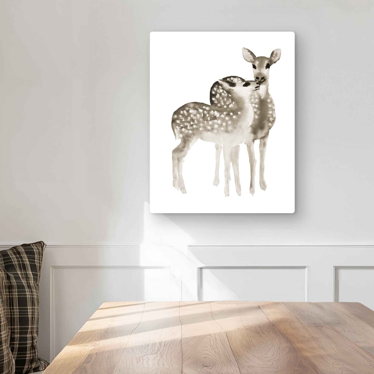 C1MP1620HS70ZA 16 x 20 in. Sepia Fawns Love - Brown Metal Print Wall Art for Living Room Decor