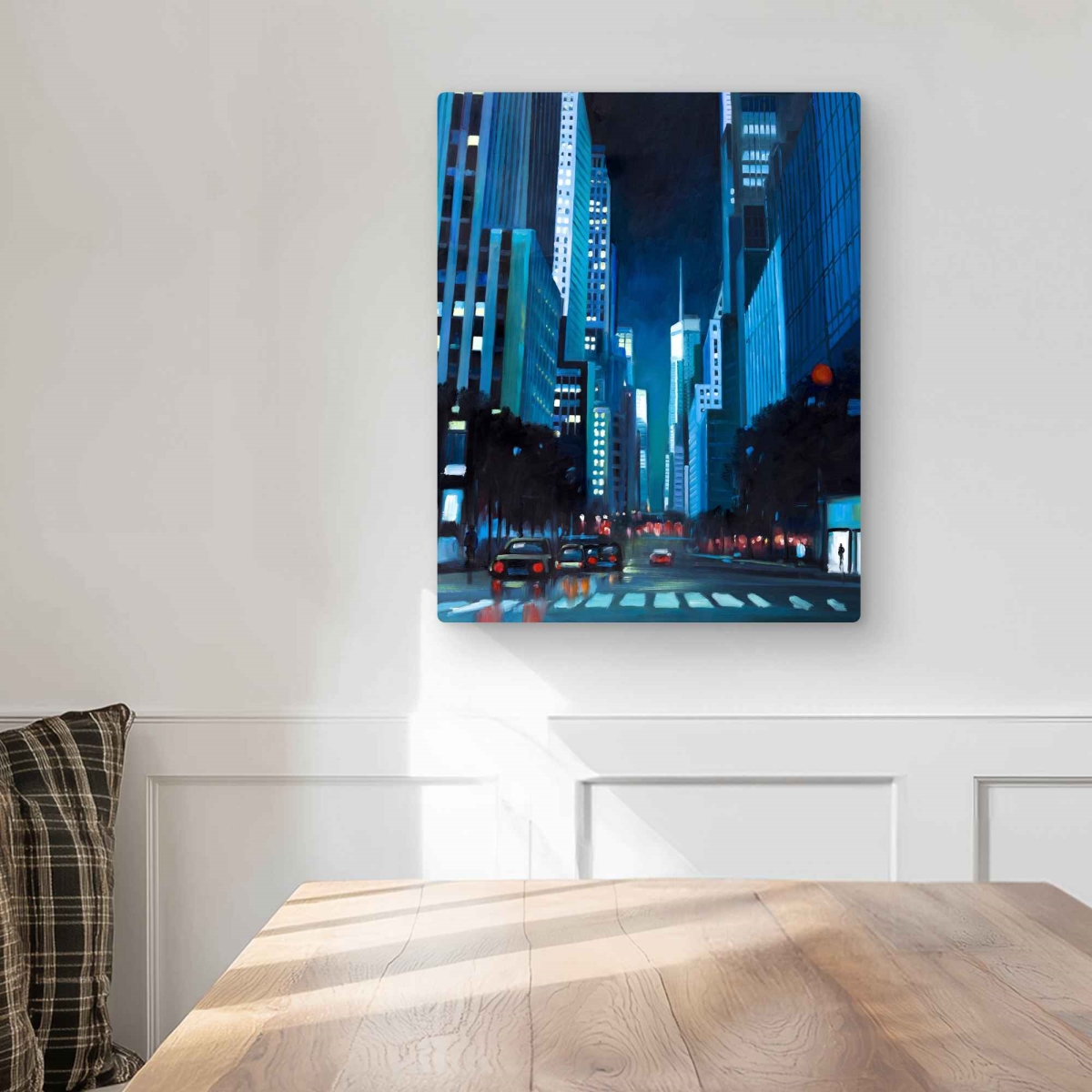 C1MP1620HS8R19 16 x 20 in. Evening In Manhattan Blue Metal Print Wall Art - Office Decor
