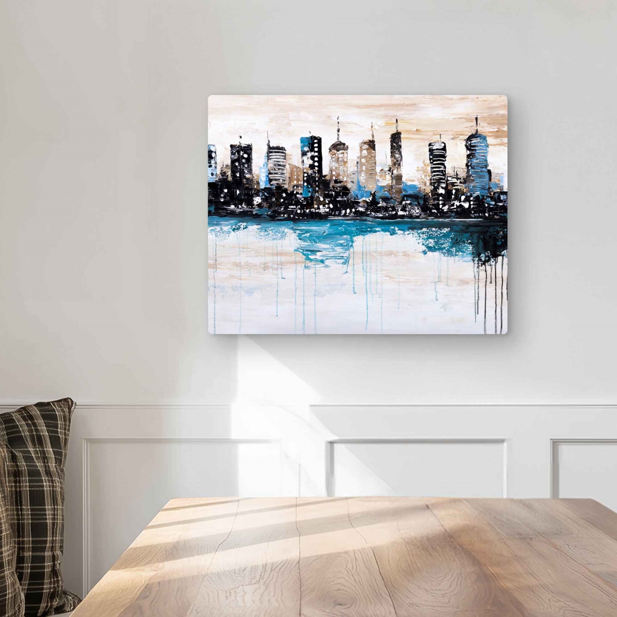 C1MP1620PL96E0 16 x 20 in. Buildings on the Horizon Wall Art - Office Cities Metal Print Decor