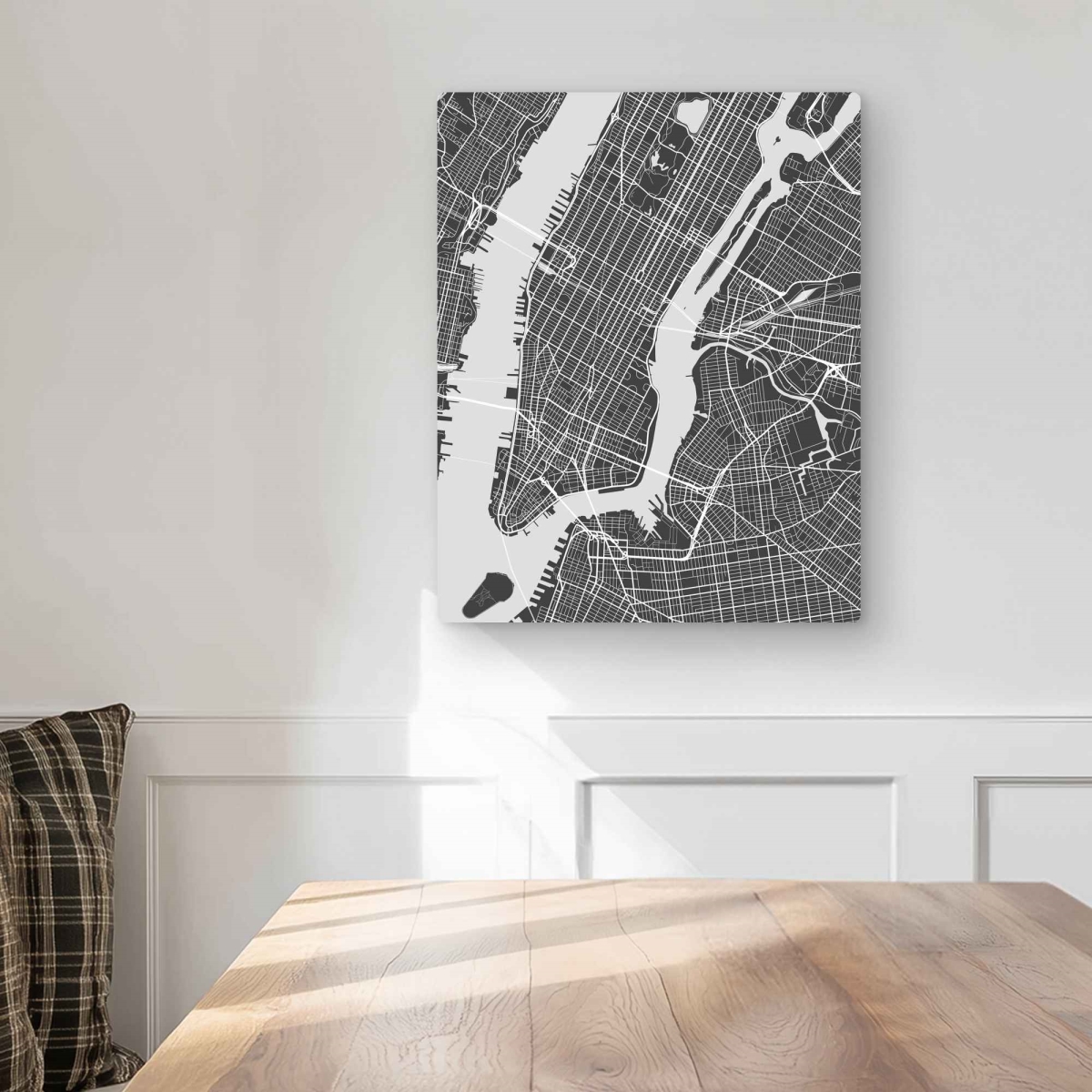 C1MP1620Q5640R 16 x 20 in. York City Plan Wall Art - Satellite View Gray Metal Print Decor
