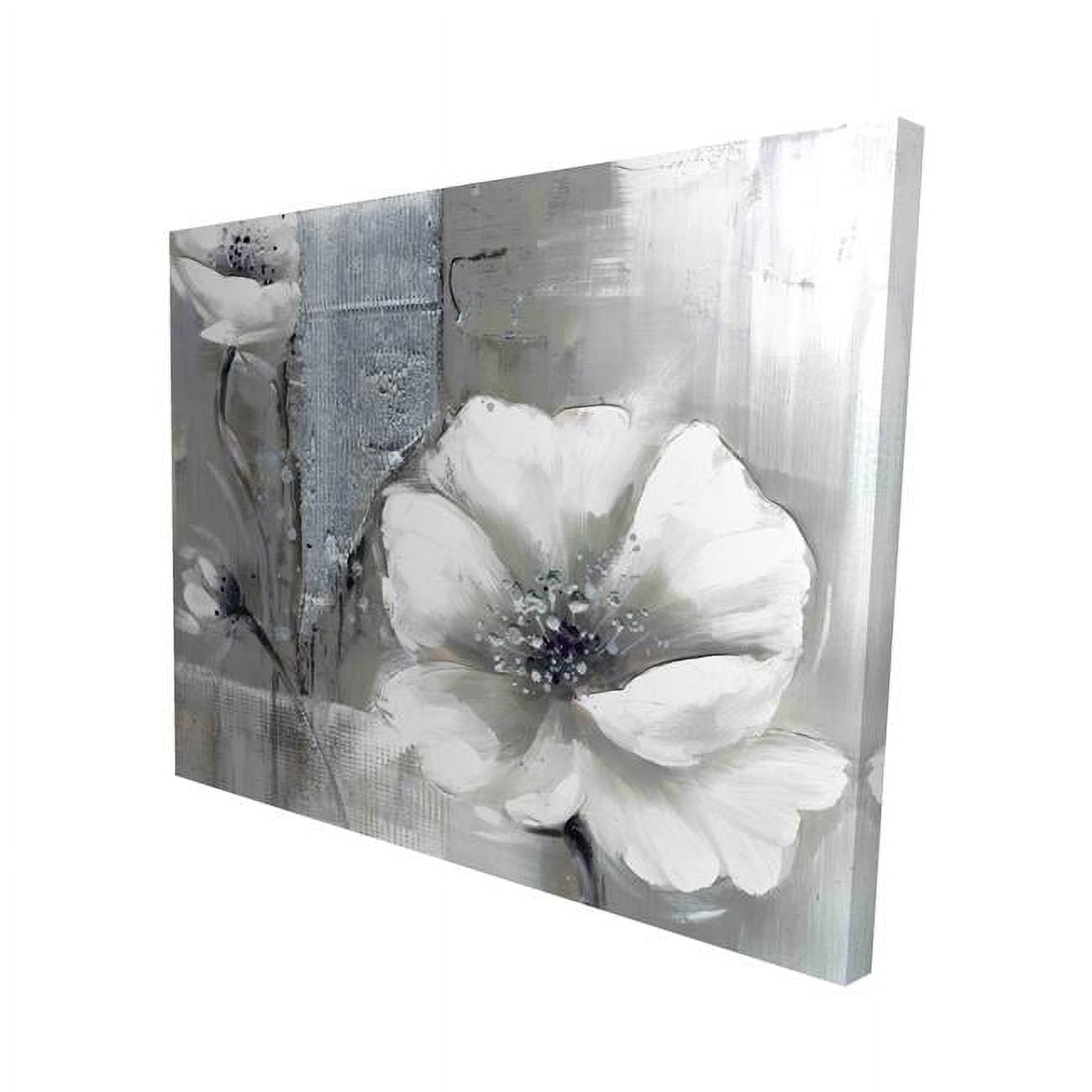 8 x 10 in. Monochrome & Silver Flowers-Print on Canvas