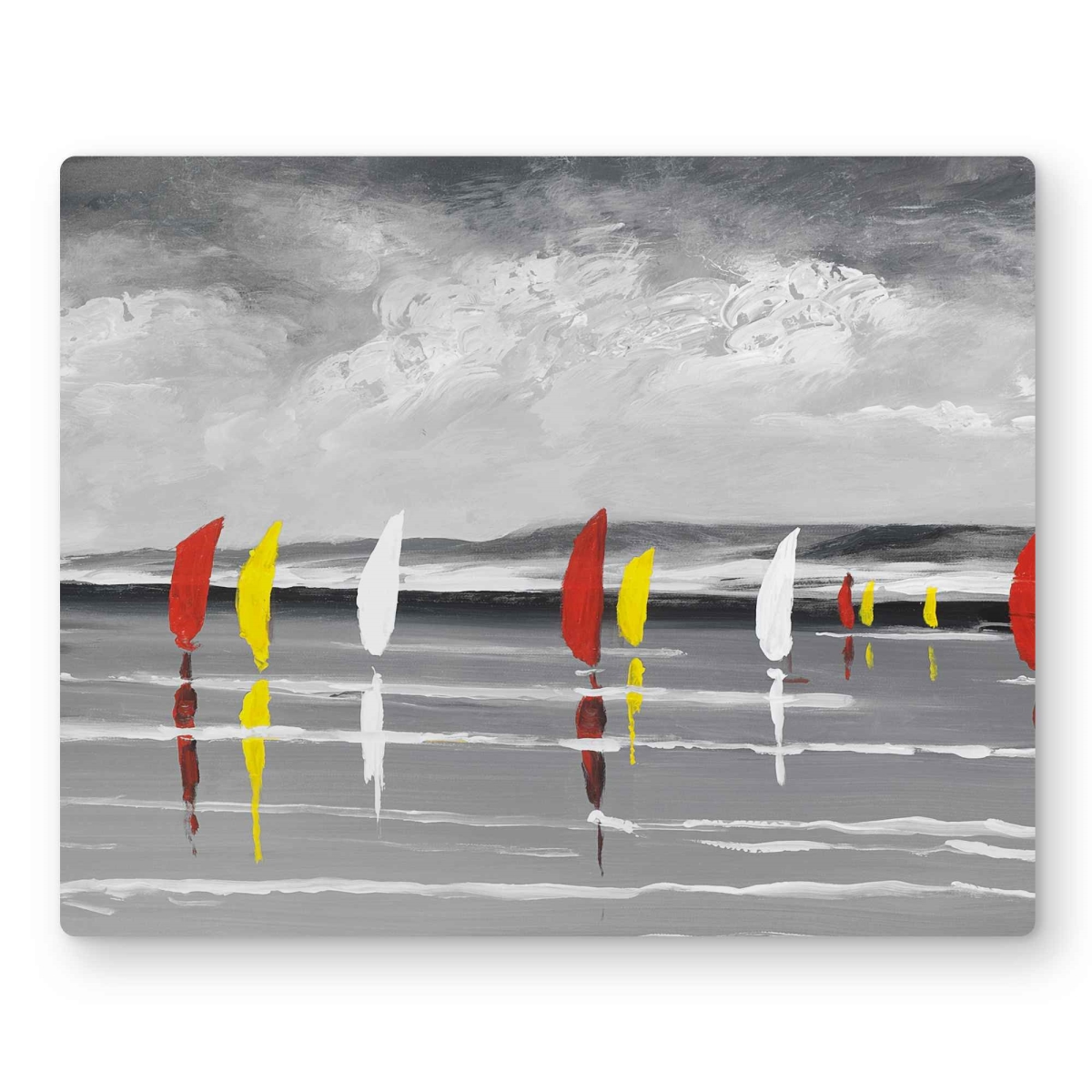 C1MP1620TP6N4N 16 x 20 in. Sailboats on the Lake - Waves Red Metal Print Wall Art for Home Decor