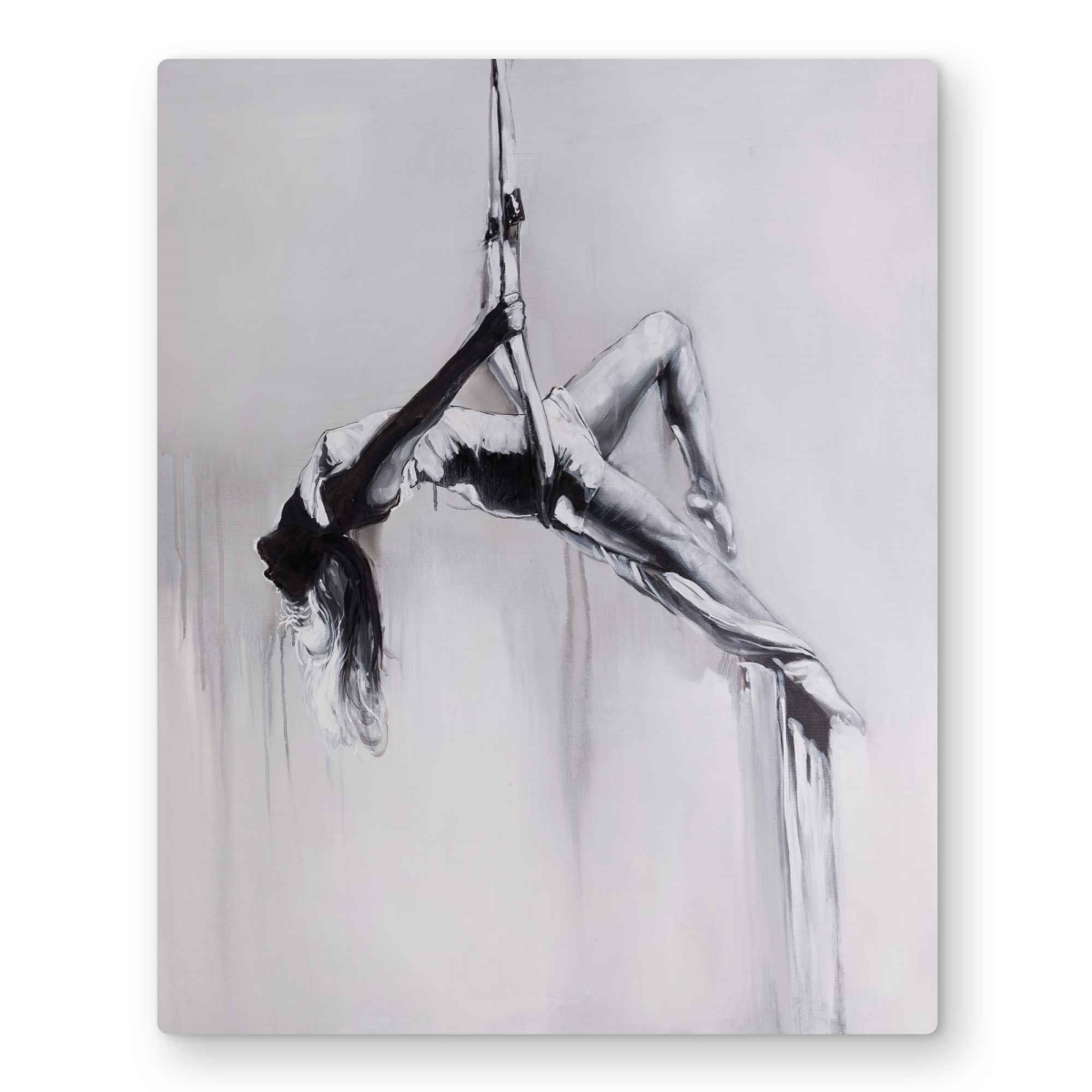 C1MP1620YAS8SC 16 x 20 in. Dancer On Aerial Contortion Wall Art - White Livingroom Metal Print
