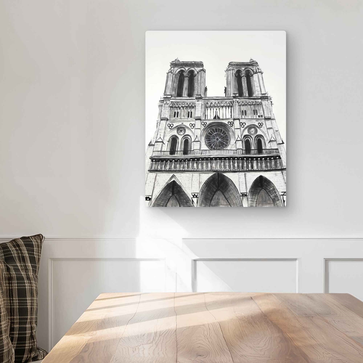 C1MP1620YBMTPB 16 x 20 in. Notre-Dame De Paris Cathedral Metal Print Wall Art - Monochrome Decor