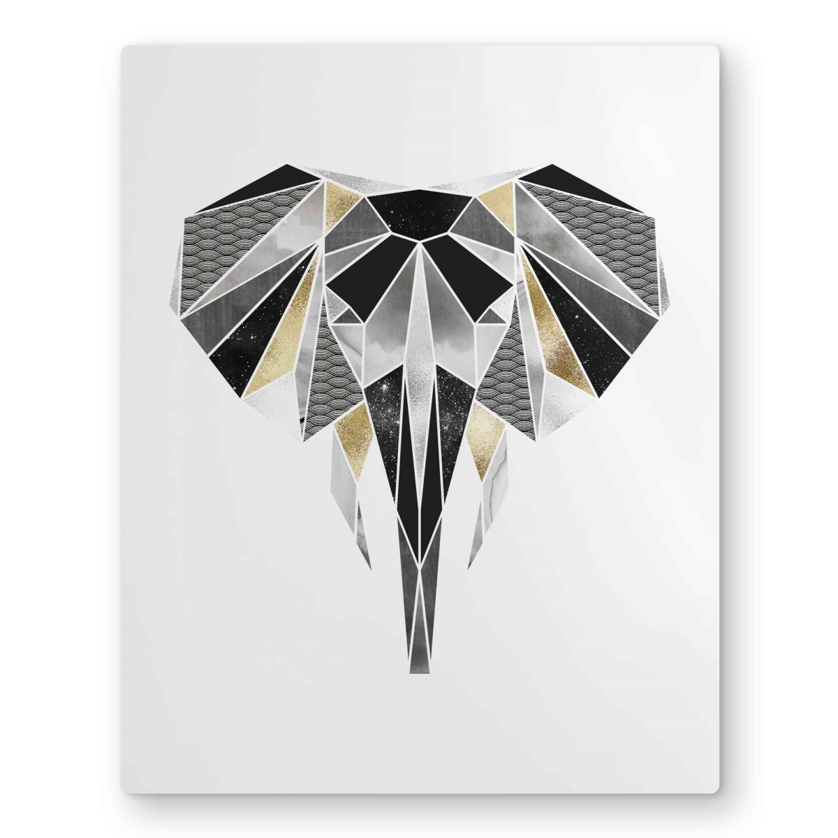 C1MP1620YDEWLM 16 x 20 in. Geometric Elephant - African Metal Print Wall Art for Home Decor