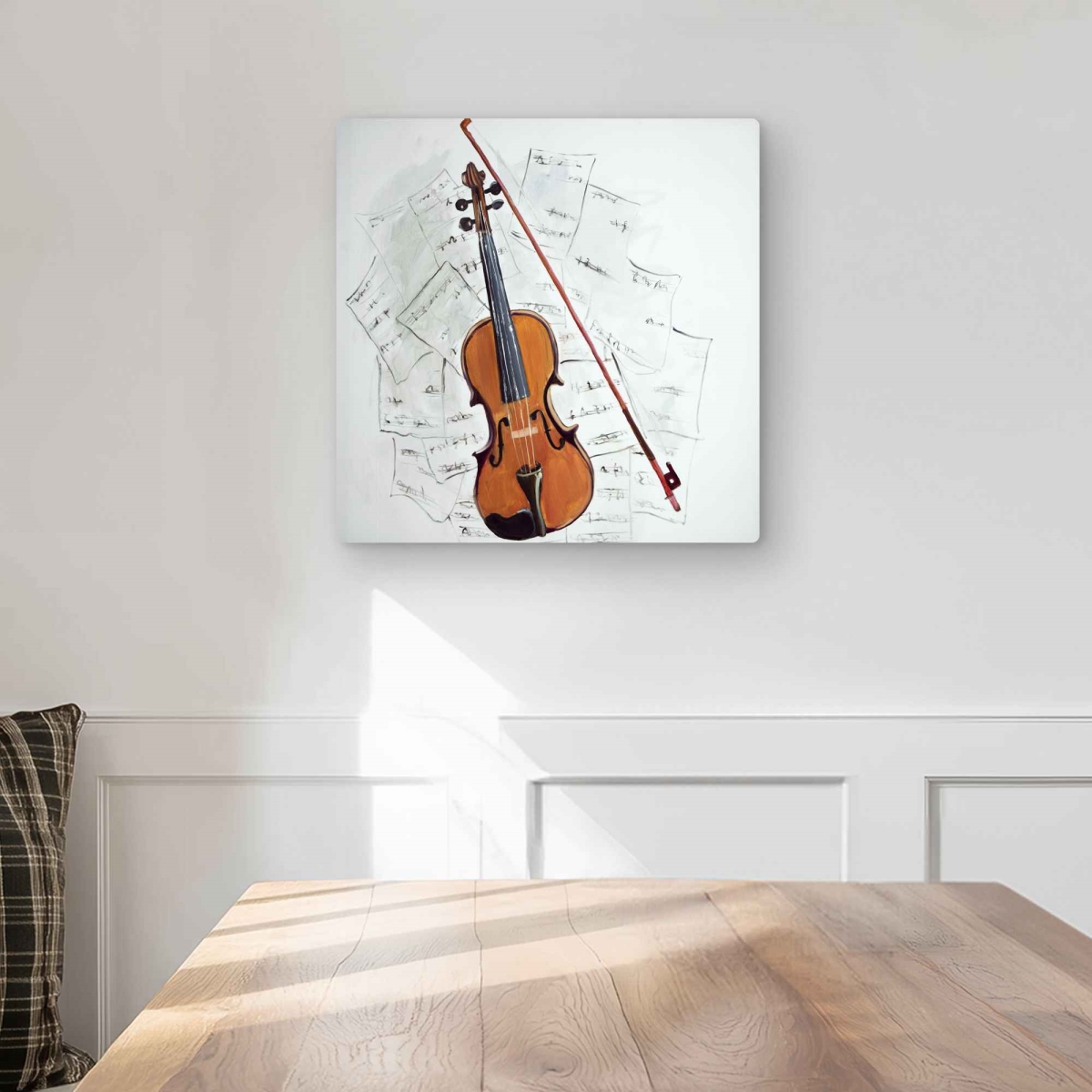 C1MP16160VYDCO 16 x 16 in. Violin On Music Sheet Wall Art - Decorative Metal Print