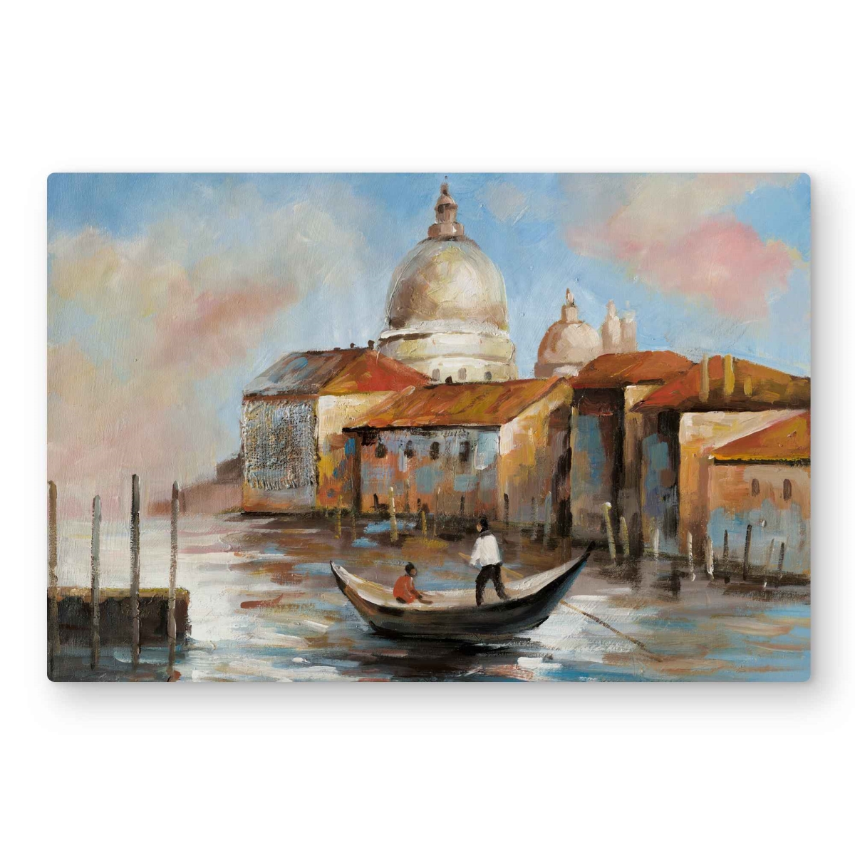 C1MP2030II24YC 20 x 30 in. Two Europeans On A Gondola Wall Art - Brown Livingroom Metal Print