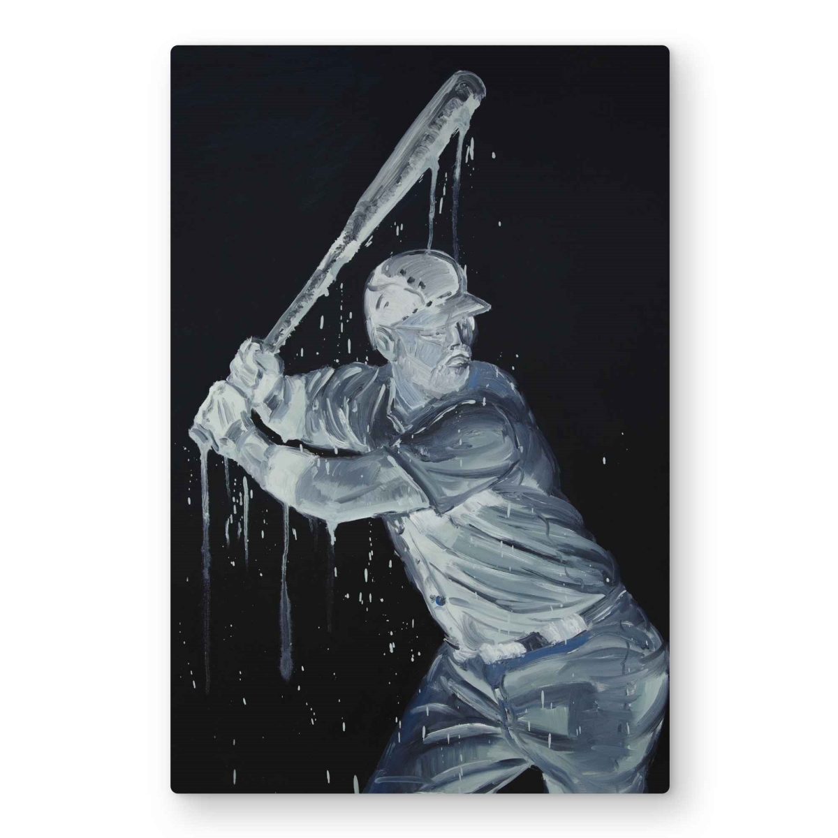 C1MP2030JH0WPL 20 x 30 in. Baseball Player - Blue American Metal Print Wall Art for Home Decor